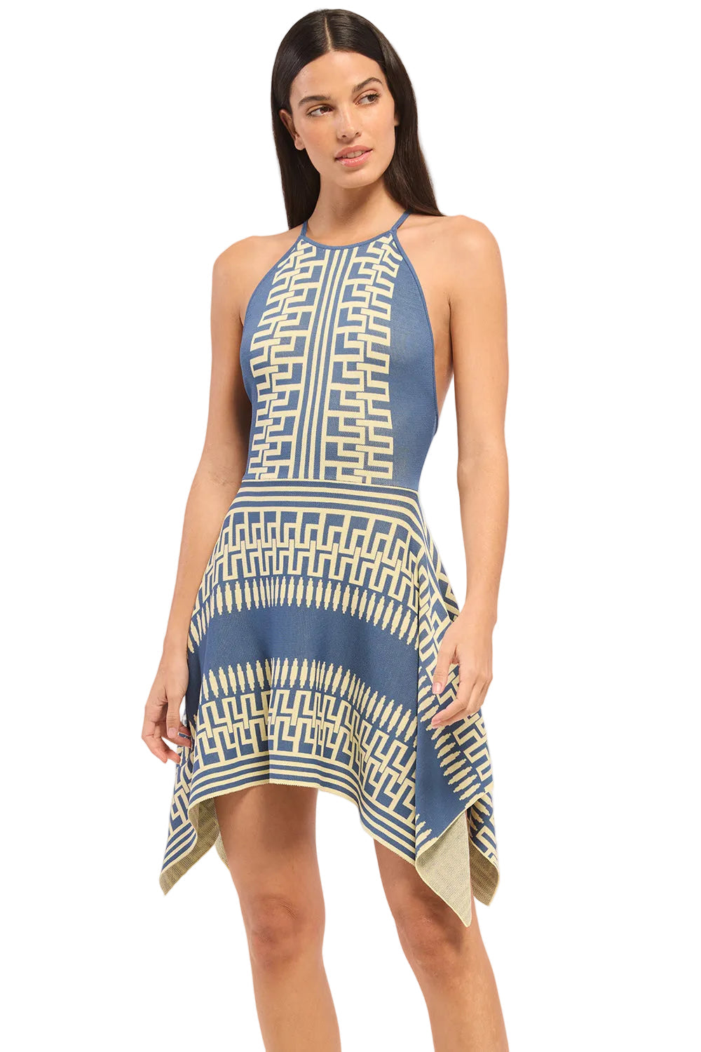 Aegean Geometric Knit Mini Dress