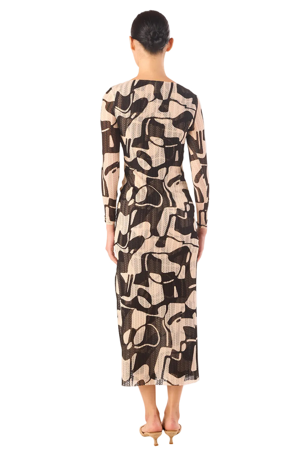 Marble Print Knit Midi Dress