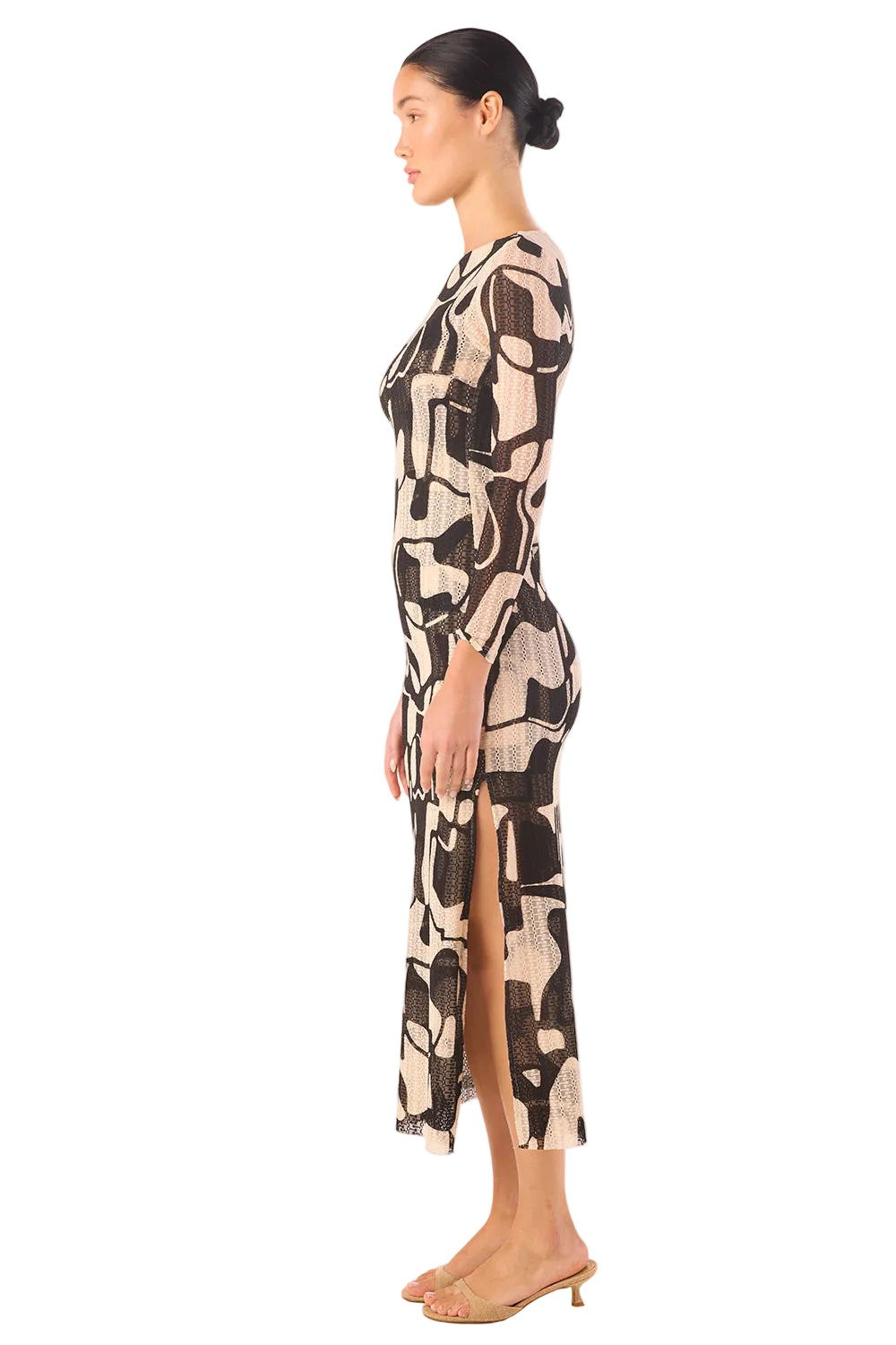 Marble Print Knit Midi Dress